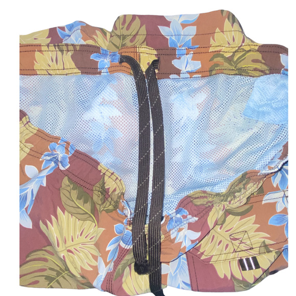 Tommy Bahama Relax Hawaiian blue brown Men's Swim trunks shorts size XL pockets - Picture 6 of 7